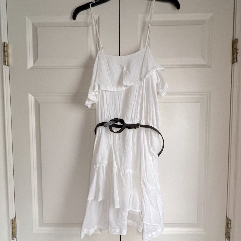 Joie White Gauze Ruffled Dress
